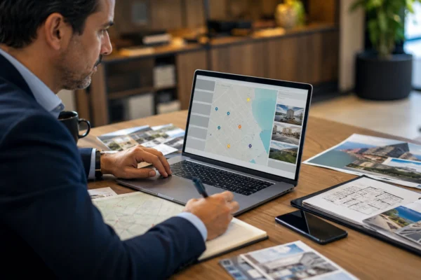 Corretor analisando informações de presença local e atendimento em uma região Legenda: não necessária