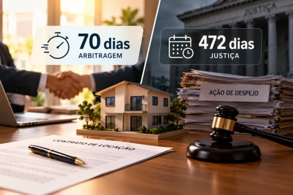 Comparação entre arbitragem em 70 dias e Justiça em 472 dias em disputa de locação residencial